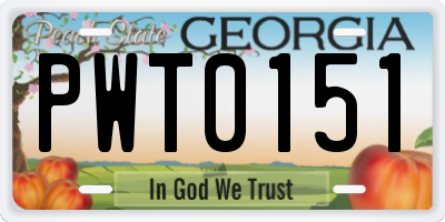 GA license plate PWT0151