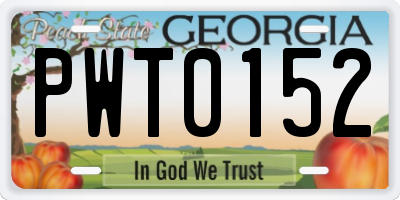 GA license plate PWT0152
