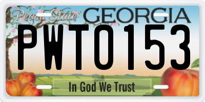 GA license plate PWT0153