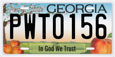 GA license plate PWT0156