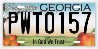 GA license plate PWT0157