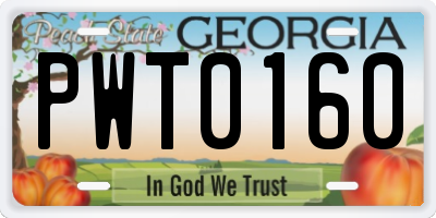 GA license plate PWT0160