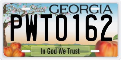 GA license plate PWT0162