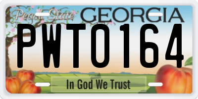 GA license plate PWT0164