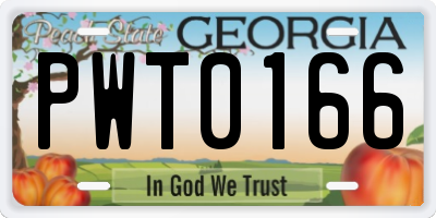 GA license plate PWT0166