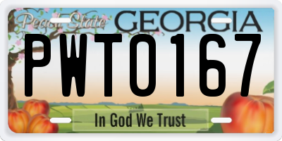 GA license plate PWT0167