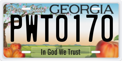 GA license plate PWT0170