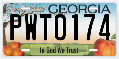 GA license plate PWT0174