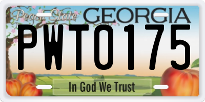 GA license plate PWT0175