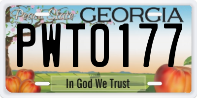 GA license plate PWT0177