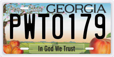 GA license plate PWT0179