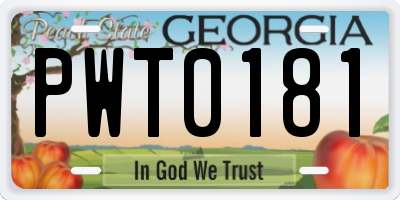 GA license plate PWT0181