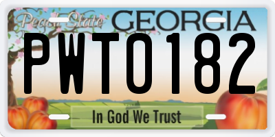 GA license plate PWT0182