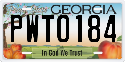 GA license plate PWT0184