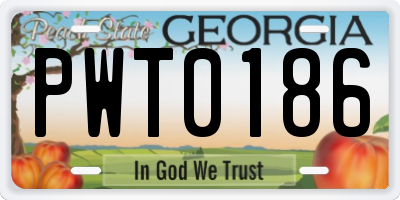 GA license plate PWT0186