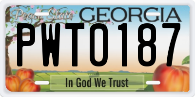 GA license plate PWT0187