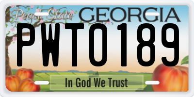 GA license plate PWT0189