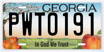 GA license plate PWT0191