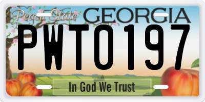 GA license plate PWT0197