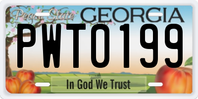 GA license plate PWT0199