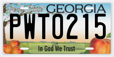 GA license plate PWT0215