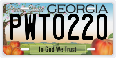 GA license plate PWT0220