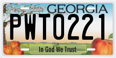 GA license plate PWT0221