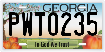 GA license plate PWT0235