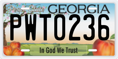 GA license plate PWT0236