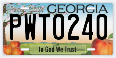 GA license plate PWT0240