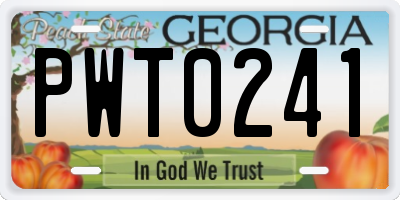 GA license plate PWT0241