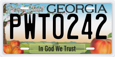 GA license plate PWT0242