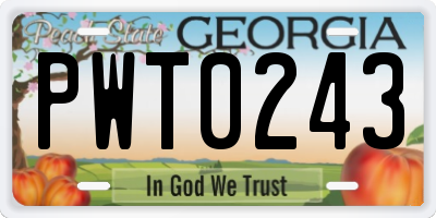 GA license plate PWT0243
