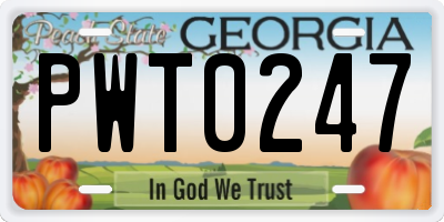 GA license plate PWT0247