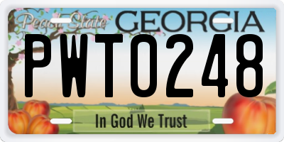 GA license plate PWT0248