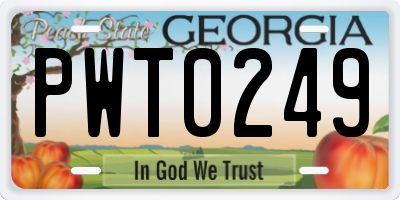 GA license plate PWT0249