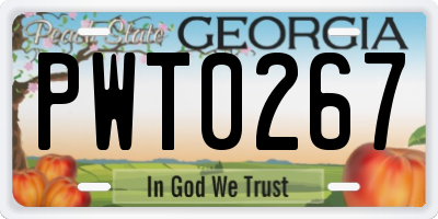 GA license plate PWT0267