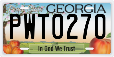 GA license plate PWT0270