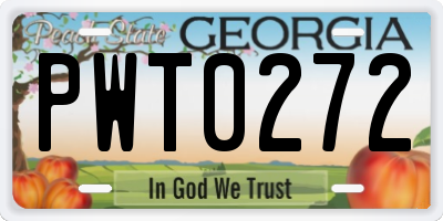 GA license plate PWT0272
