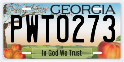 GA license plate PWT0273