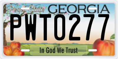 GA license plate PWT0277