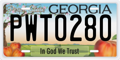GA license plate PWT0280