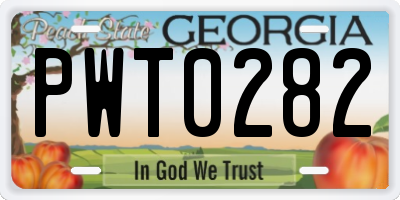 GA license plate PWT0282