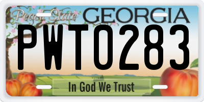 GA license plate PWT0283