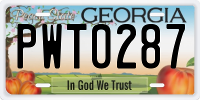 GA license plate PWT0287