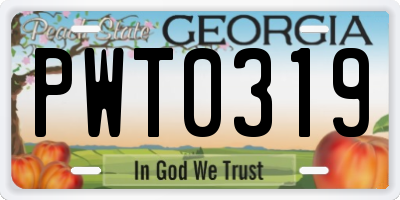 GA license plate PWT0319