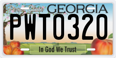 GA license plate PWT0320