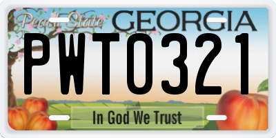 GA license plate PWT0321