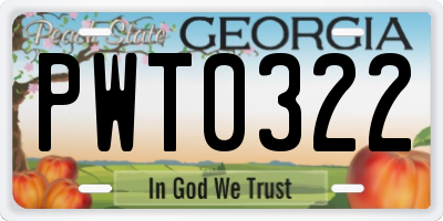 GA license plate PWT0322