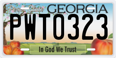 GA license plate PWT0323